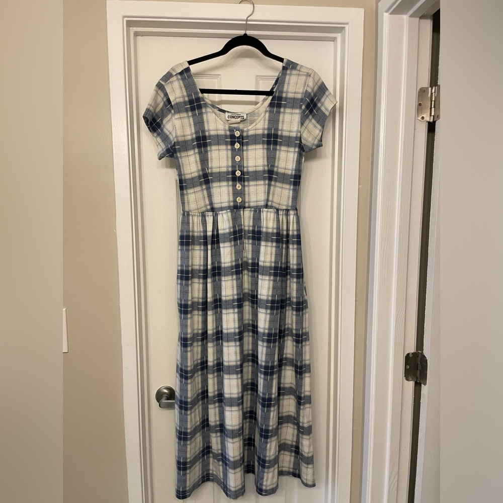 Cottage Core Blue plaid dress